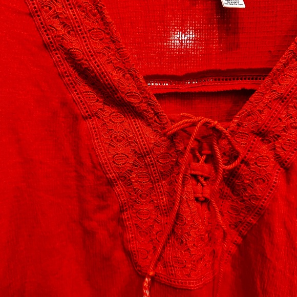 Feelib (Feel Liberated) Red/Orange Top Size Large 
Has super cuter details. - Picture 3 of 8